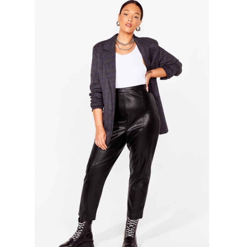 NWT Nasty Gal Faux Leather Tapered Pants - Picture 1 of 10